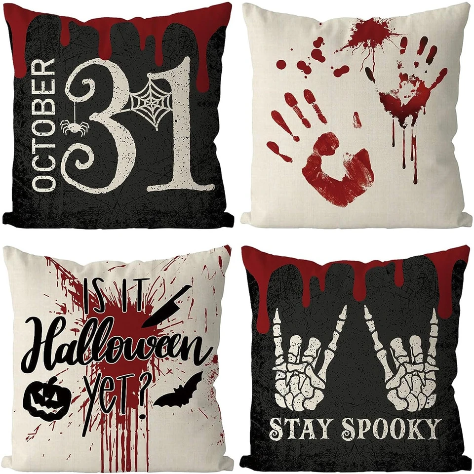 Horror Skeleton Hand Throw Pillow Covers Set