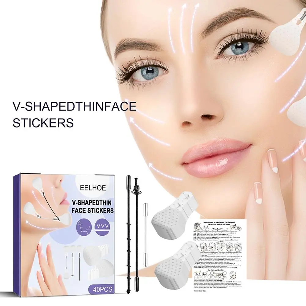 

40pcs Face Lift Tape Invisible Face Lifting Stickers Patch Double Chin Tape V-line Face Wrinkle Patches for Women Eye Skin Care