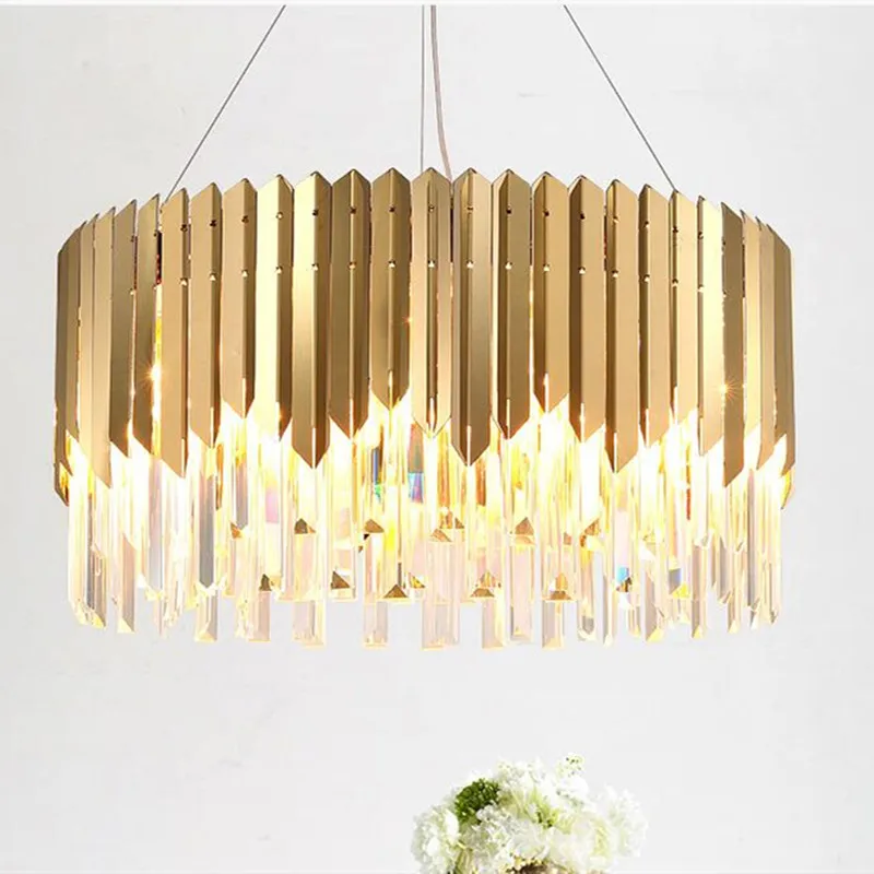 

LED Postmodern Golden Chrome Silver Crystal Chandelier Lighting Lustre Suspension Luminaire Lampen For Dinning Room