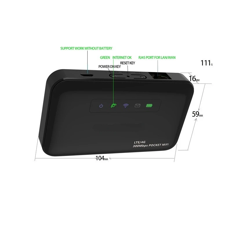 Router Mini Roteador Wifi Cpe 300mbps Lte Cartão Sim Rj45 E5885pro E5885pro 4g - Imagem 4