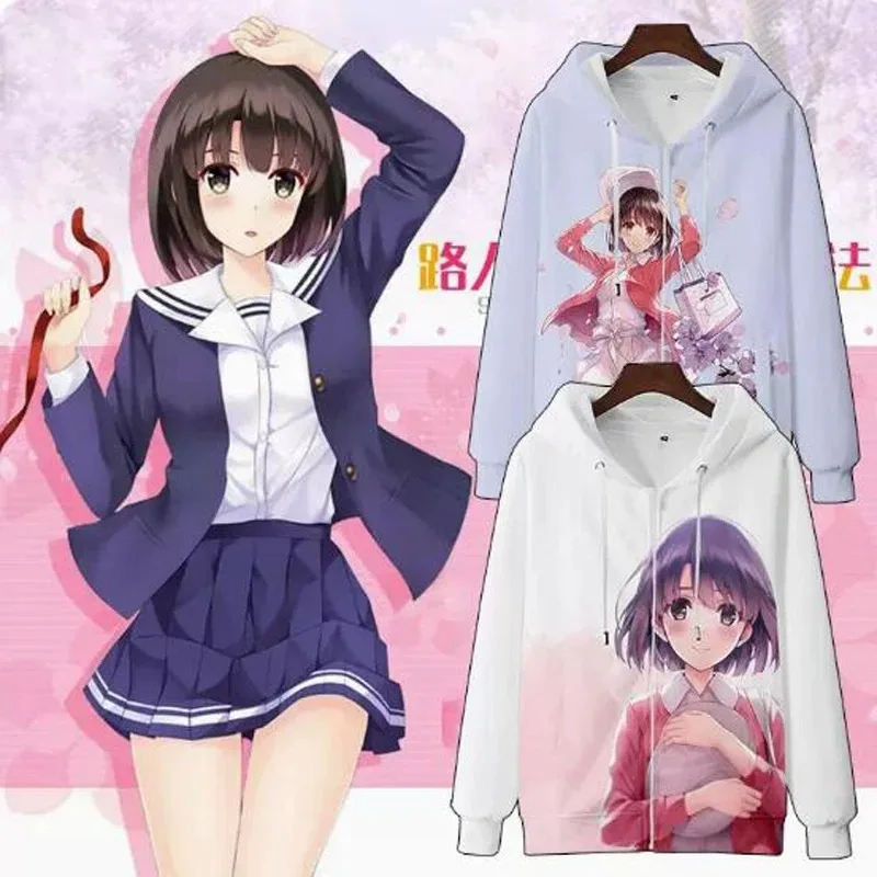Saekano How To Raise A Boring Girlfriend 3D Print Zip Up Women/Men Hoodie Sweatshirt Y2k Streetwear Cosplay Zipper Hooded Jacket