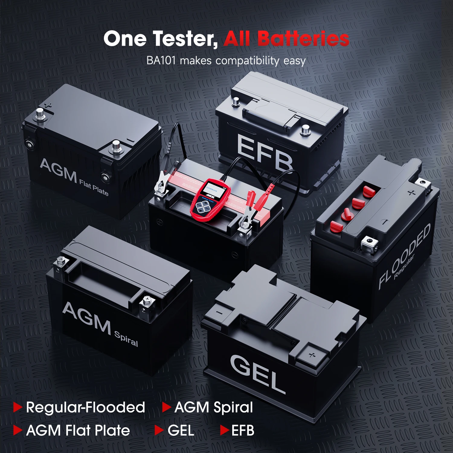 Tester batteria per auto ANCEL BA101 Strumento diagnostico digitale per batterie e alternatore per autoveicoli 12V Capacità di carico 100-2000 CCA - immagine 3