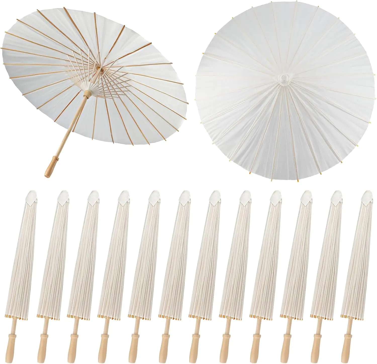 10/20/30PCS Paper Parasol 60/80cm Chinese Paper Umbrellas White Umbrella Photography Props for Baby Shower Party Wedding Rustic