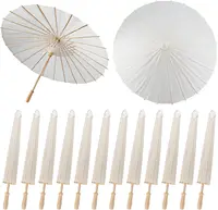 10/20/30PCS Paper Parasol 60/80cm Chinese Paper Umbrellas White Umbrella Photography Props for Baby Shower Party Wedding Rustic 1