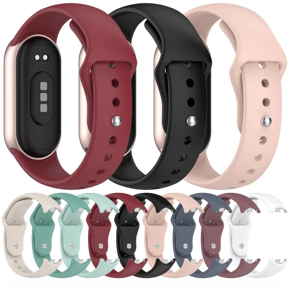 Durable Silicone Fitness Tracker Strap in Solid Color with Reverse Buckle