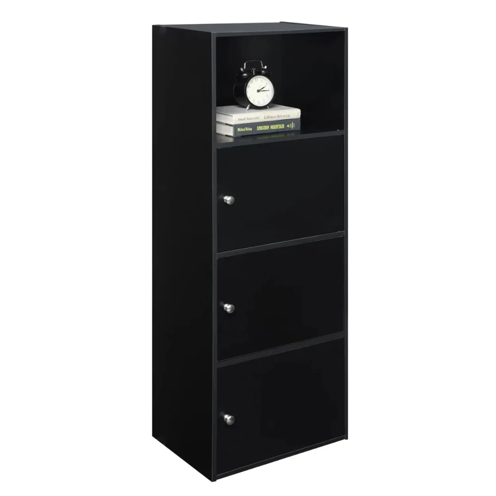 

Bathroom Kitchen Storage Cabinets Xtra Storage 3 Door Cabinet with Shelf, Black