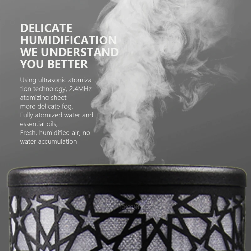 타이밍 기능 100ml 전자 가습기 에센셜 오일 디퓨저 기계 LED 야간 조명이있는 습도 제어 보조 장치