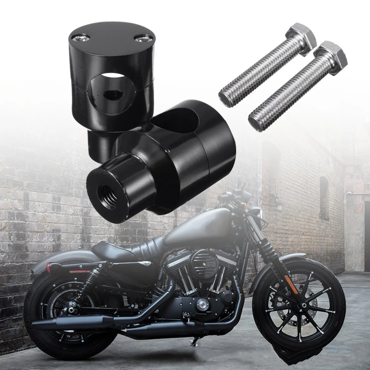 thumbnail image 1 of Abrazadera de manillar de motocicleta de 22 mm con montaje en barra elevadora, universal, para manillares de 7/8" de Harley, Honda, Kawasaki y Suzuki XL, 1 of 4