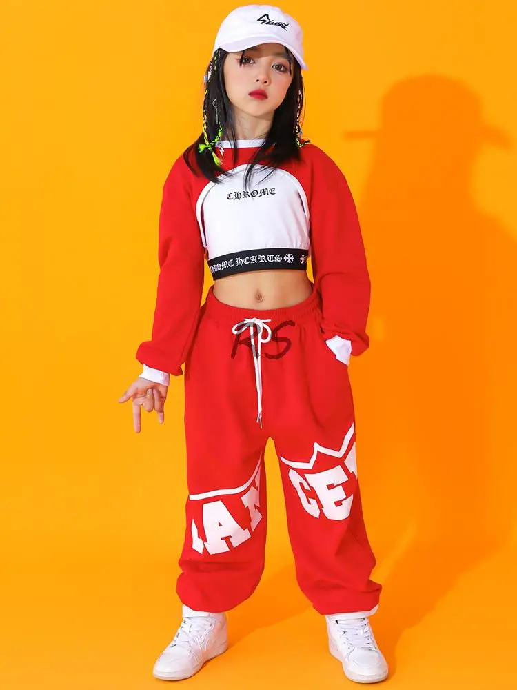 

Children's Jazz Dance Girls' Street Dance Set Long Sleeve Hiphop Performance Outwear 100-170cm Height