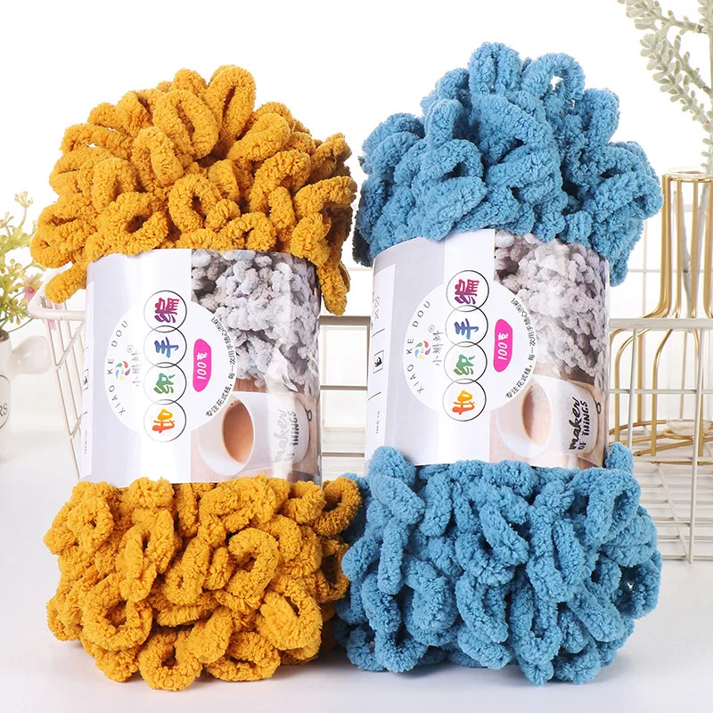 1Pc 100g Polyester Thick Yarn for Knitting DIY Finger Loop Yarn Hand Knitted Home Pillow Blanket Circle Line Chenille Yarn 3