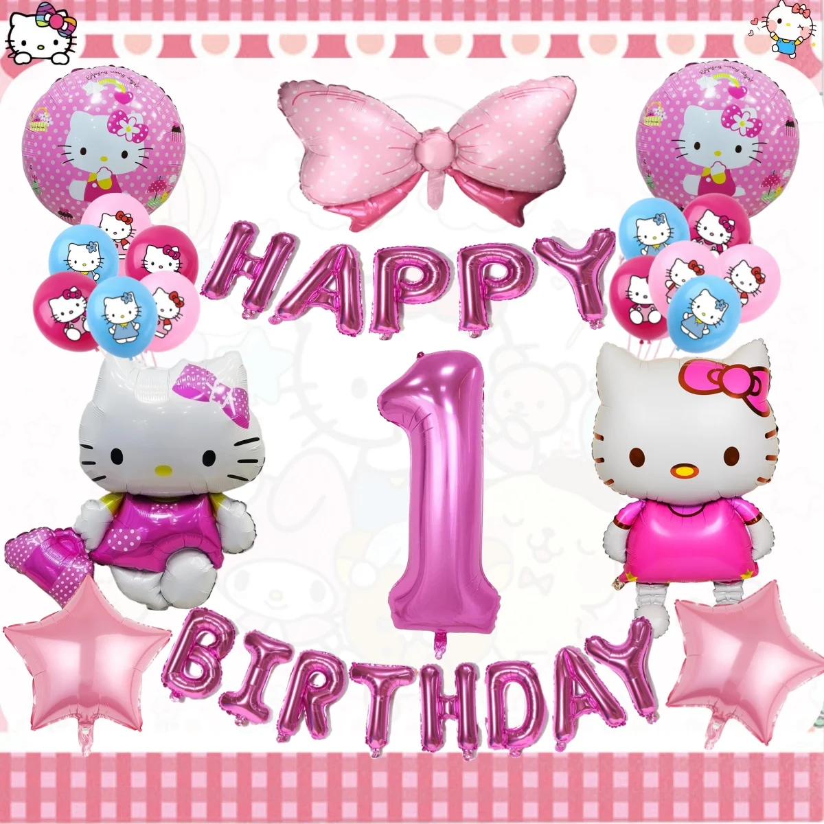 thumbnail image 1 of Decoración para fiesta de cumpleaños de Hello Kitty, vajilla desechable de Kitty rosa, mantel, vaso, plato, globos, regalos para niñas, suministros para fiestas, 1 of 5