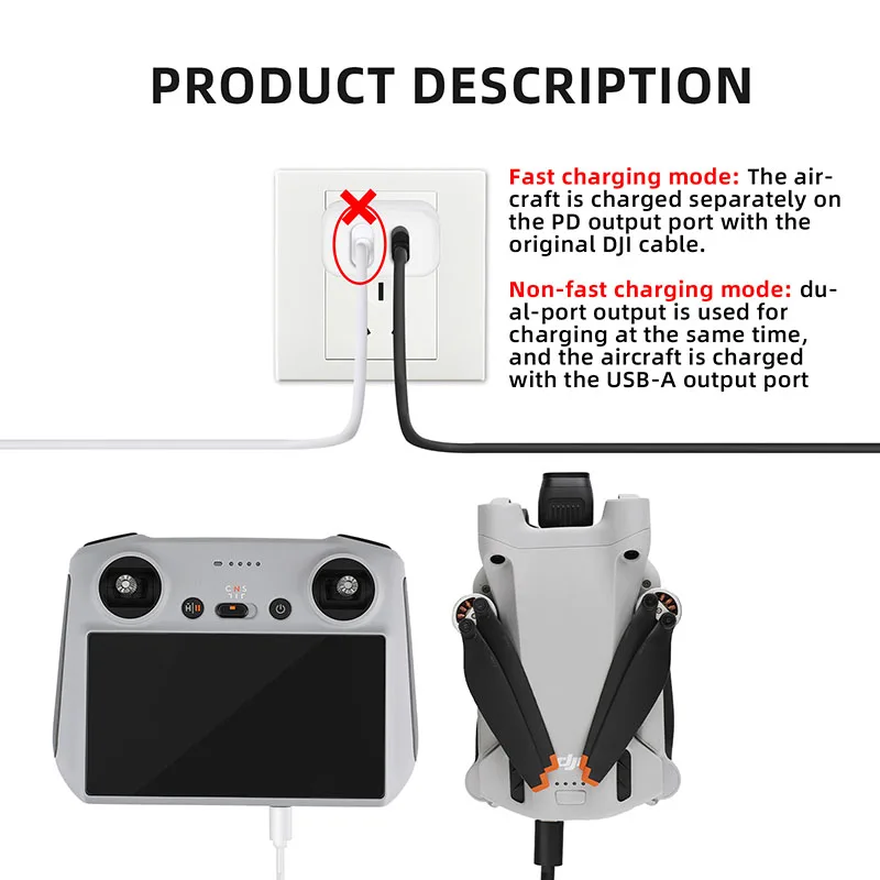 Chargeur 65W GaN USB-C pour DJI Mini 3/Mavic 3 - Rapide & Portable
