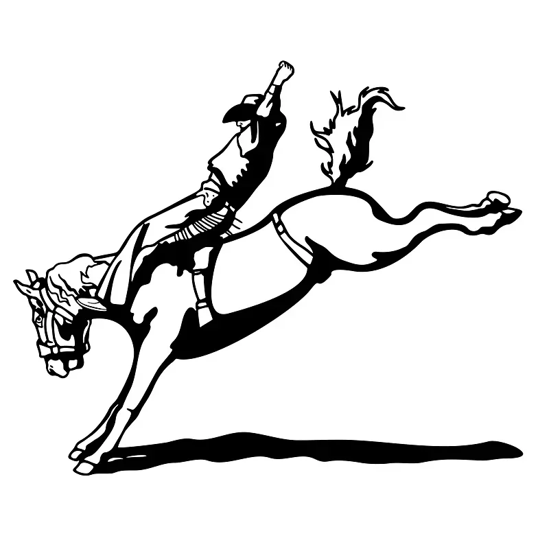 Adesivo Auto Cowgirl Rodeo CHANYI - Decalcomania In Vinile 18.5x13.9 Cm, Per Auto, Moto, Frigo | Nero/Argento