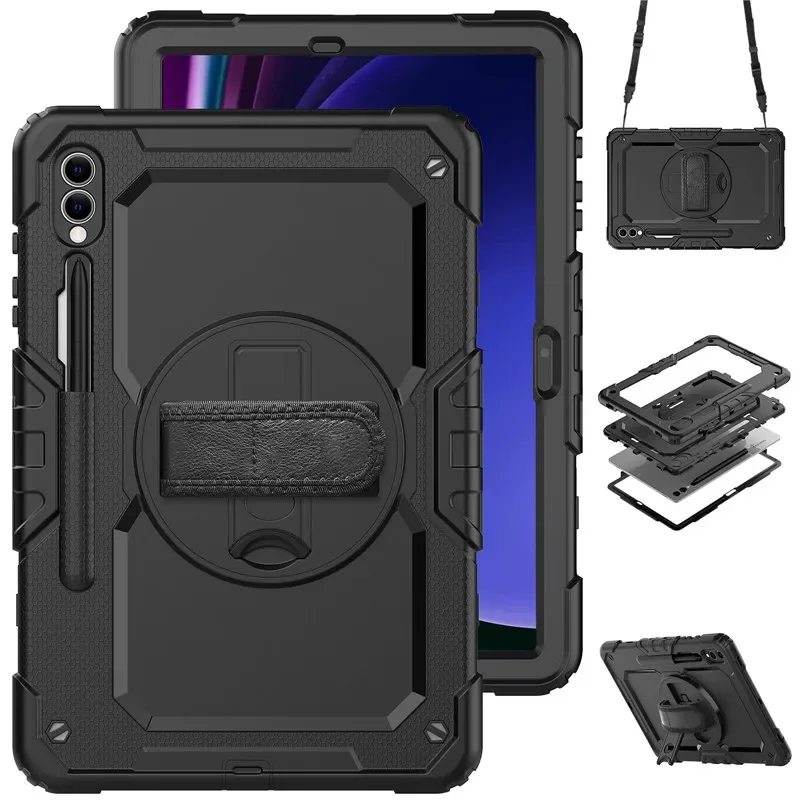 Tablet à Prova de Choque para Samsung Galaxy Tab s9 s8 Ultra 14.6 s7 Plus fe 12.4 11 Kids Stand Pet Film Alça de Ombro Case