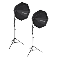 Andoer Studio Photography Softbox Kit with 70cm/28inch  Softbox * 2 + 2.1M Metal Tripod Stand * 2 for Live Streaming - Image 5