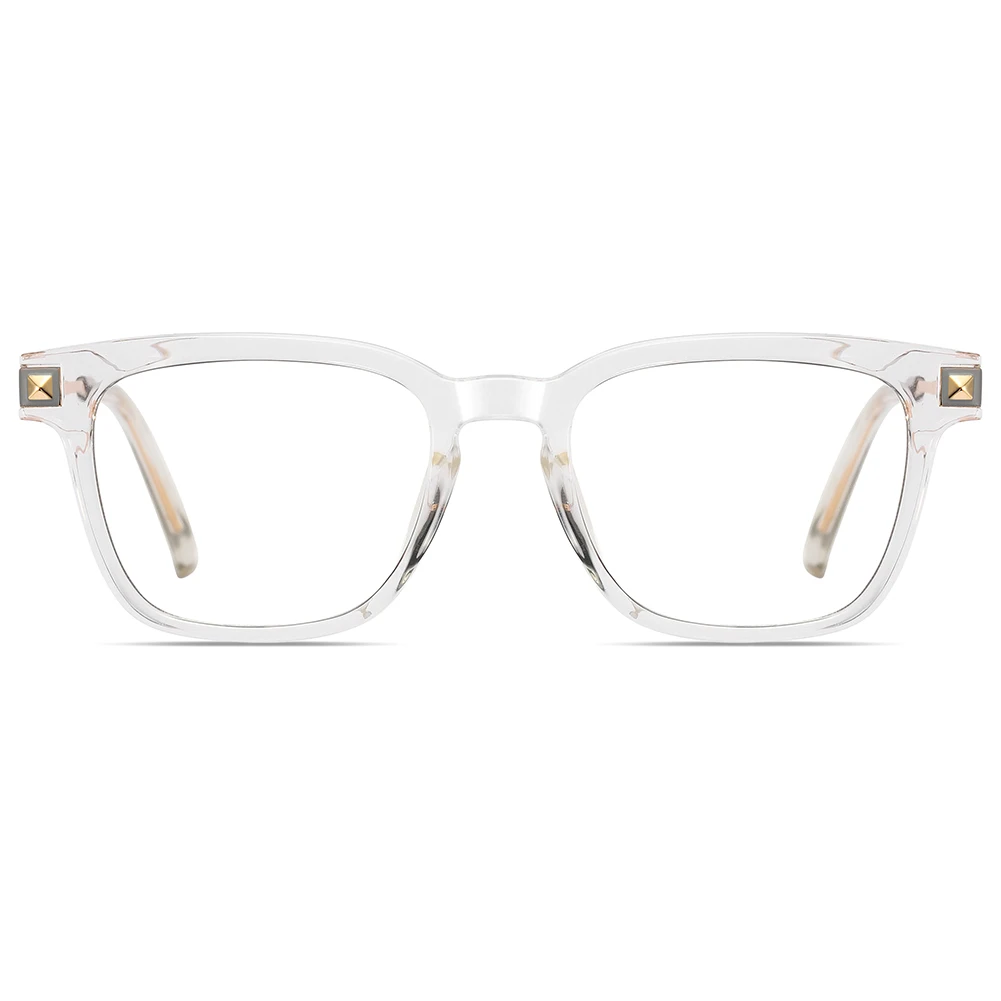 Peekaboo unisex blue light filter glasses for women half metal square glasses frame for men TR90 spring hinge black transparent 3