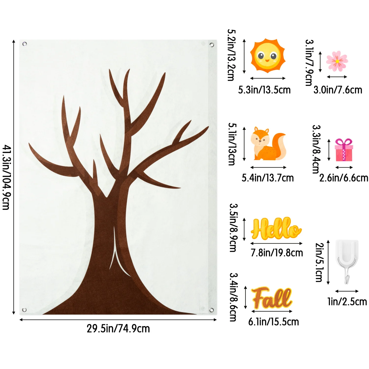 149Pcs DIY Felt Tree Felt Storyboard Set Fall Winter Falling leaves Hedgehog Snowmen Snowflakes Pattern Decor Handmade Art Craft