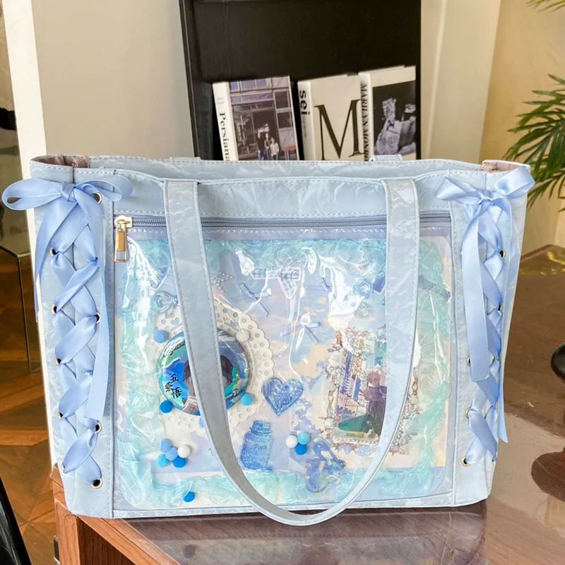Nuovo versatile nastro di moda Itabag grande capacità verde grande cibo anime borsa di miglio borsa tote a spalla quotidiana - immagine 3