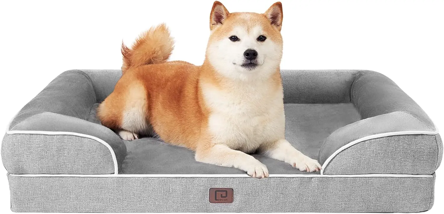 

Orthopedic Dog Beds for Large Dogs, Waterproof Memory Foam Large Dog Bed with Sides, Non-Slip Bottom and Egg-Crate Foam