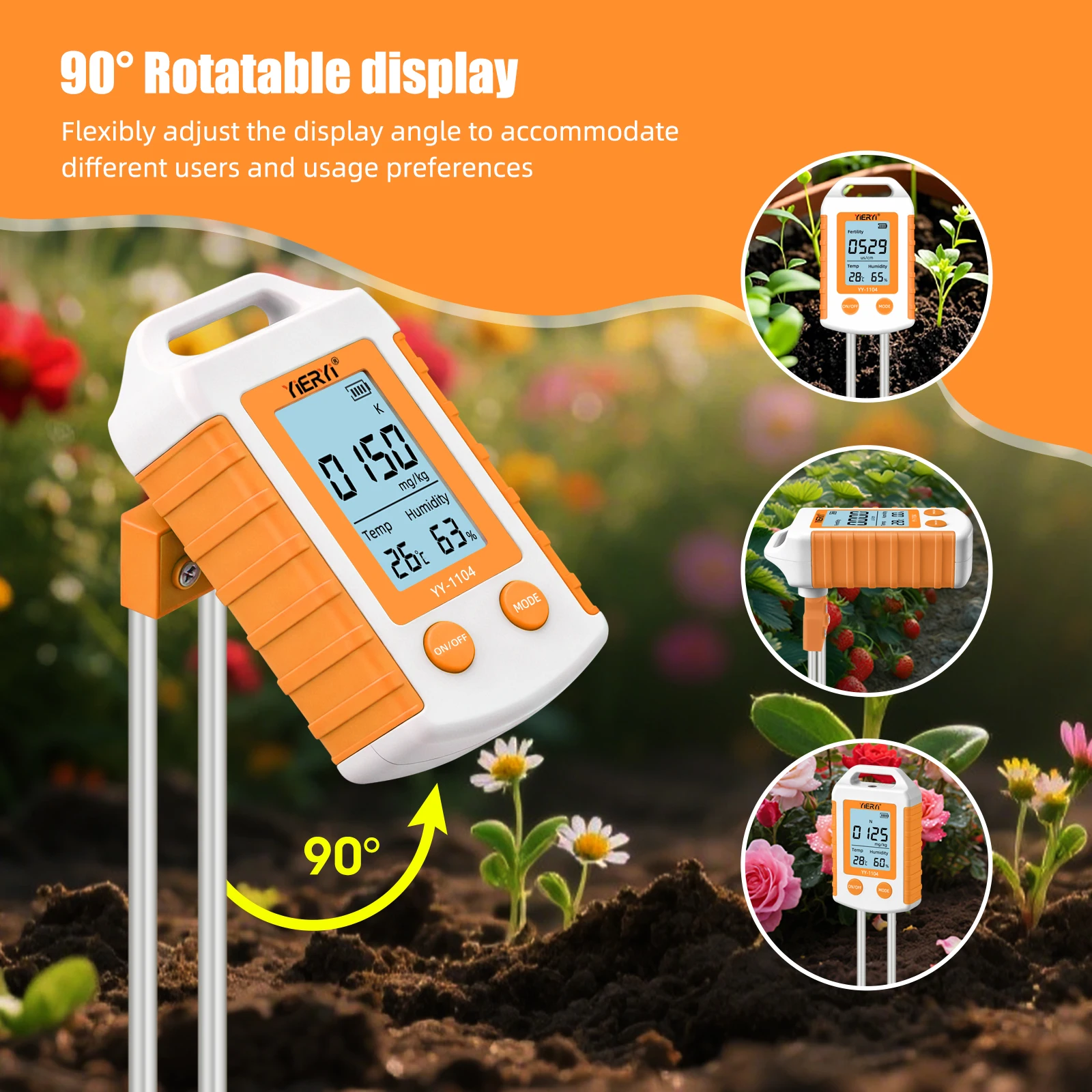 6 in 1 Soil Tester NPK Nutrient Meter Digital Soil Fertility Humidity Temperatur
