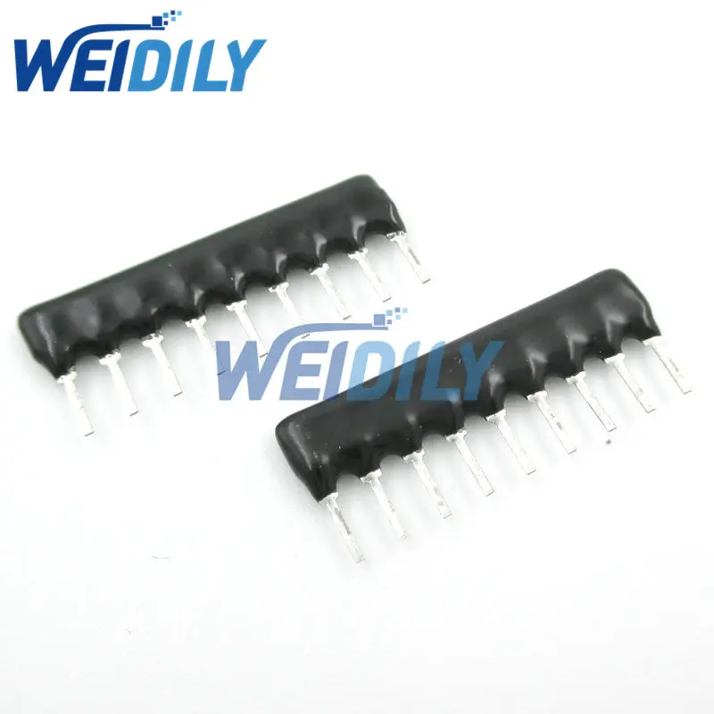 10PCS DIP Exclusion Network Resistor Array 9pin A09-101J 681J 102J 103J 104J 470 510 ohm 1K 2K 3K3 4.7K 5.1K 10K 22K 100K ohm