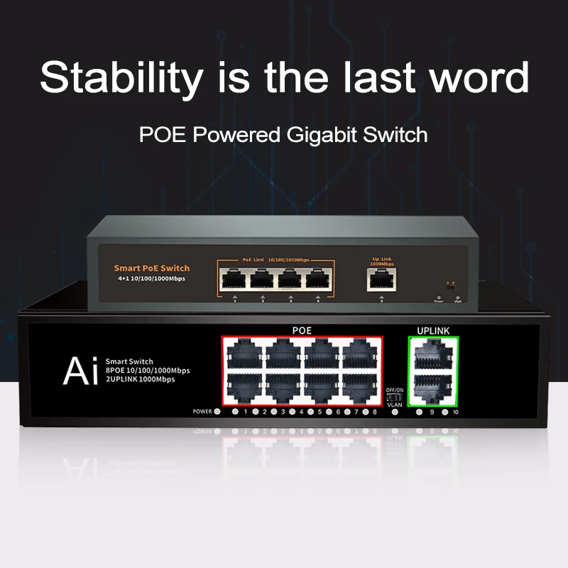 

HICOMDATA POE Switch Gigabit 8 10 Ports 1000 Mbps 4 Rj45 1 SFP 1000mbps Fiber POE Switch Gigabit Smart