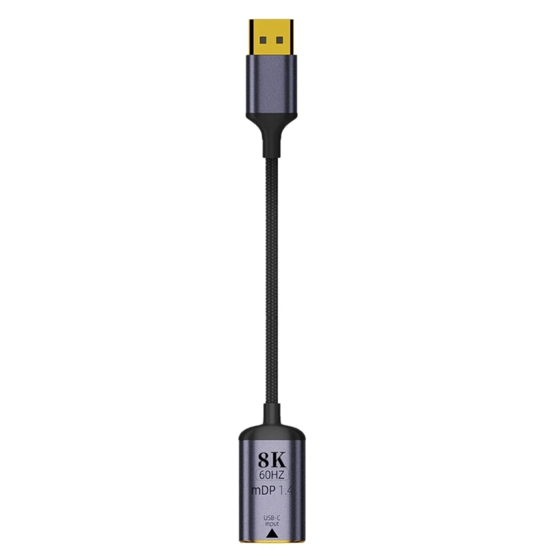 USB DisplayPort 어댑터 8K60Hz USB 유형 mDP1.4 HDTV 어댑터 케이블 18cm P8DC