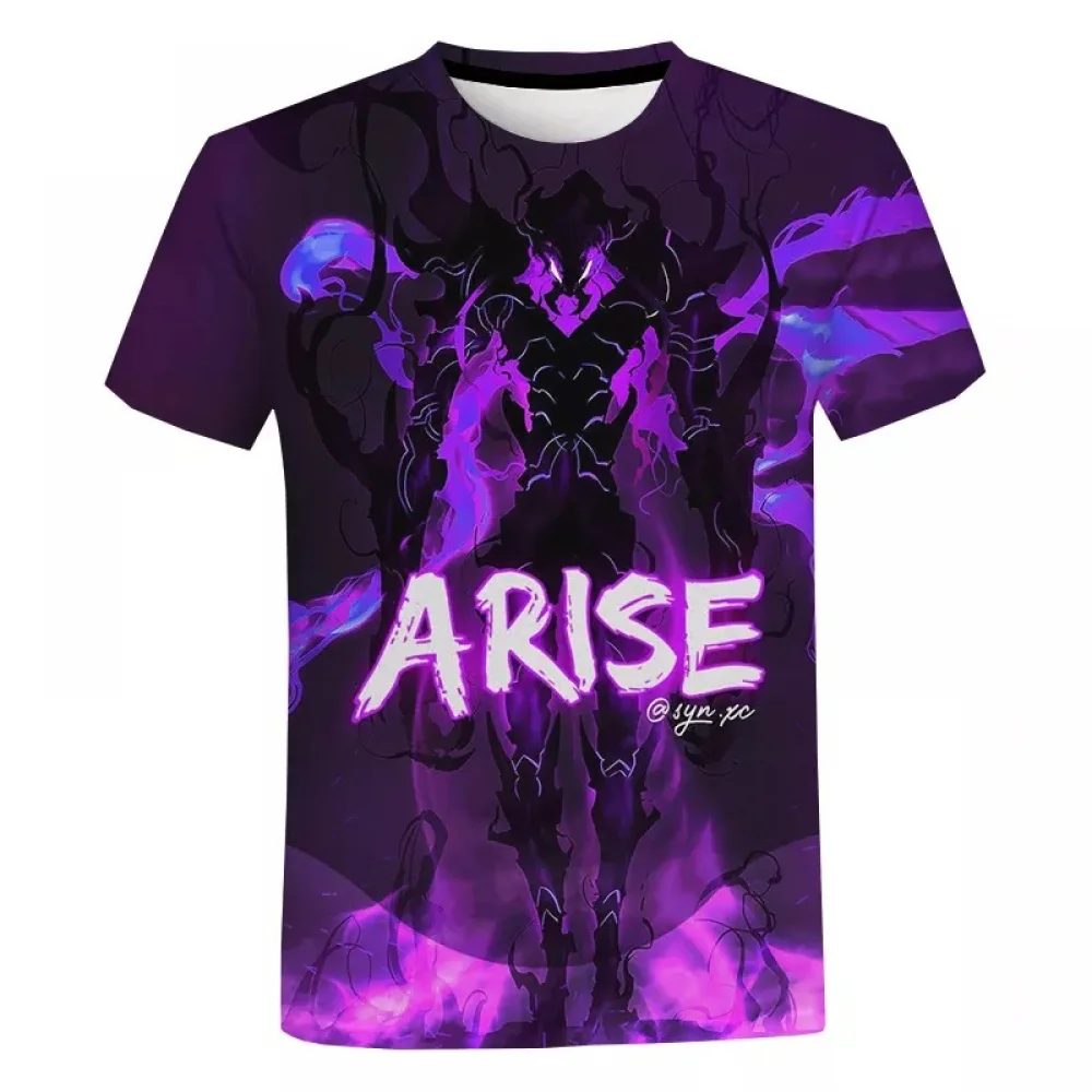 thumbnail image 1 of Camiseta de anime Solo Leveling para hombre, de manga corta, con estampado Harajuku, ropa de calle para hombre, tops de gran tamaño, traje de demonio para Halloween, 1 of 5