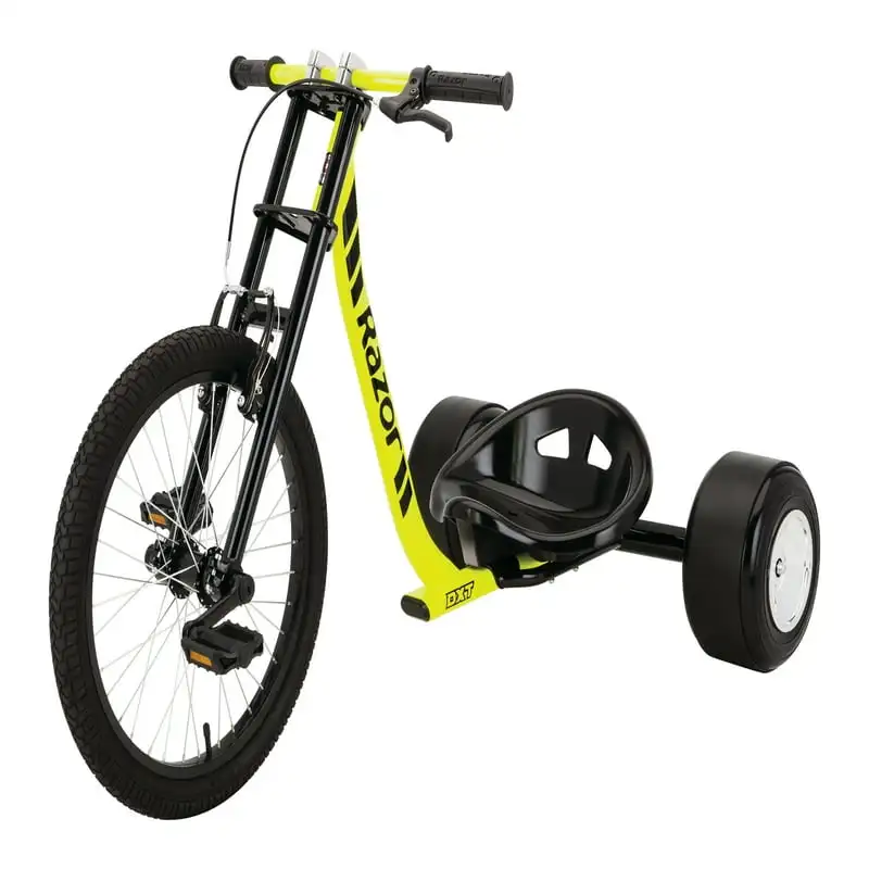

Трехколесный велосипедный мотоцикл Trike, черный/желтый, со стальной рамой, для подростков и взрослых