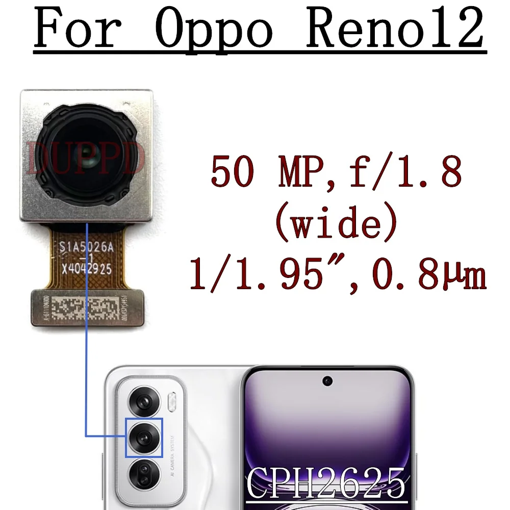 OPPO Reno12 Reno 12 CPH2625 전면 셀카 후면 메인 와이드 카메라 플렉스 케이블 수리 부품용 전면 후면 카메라