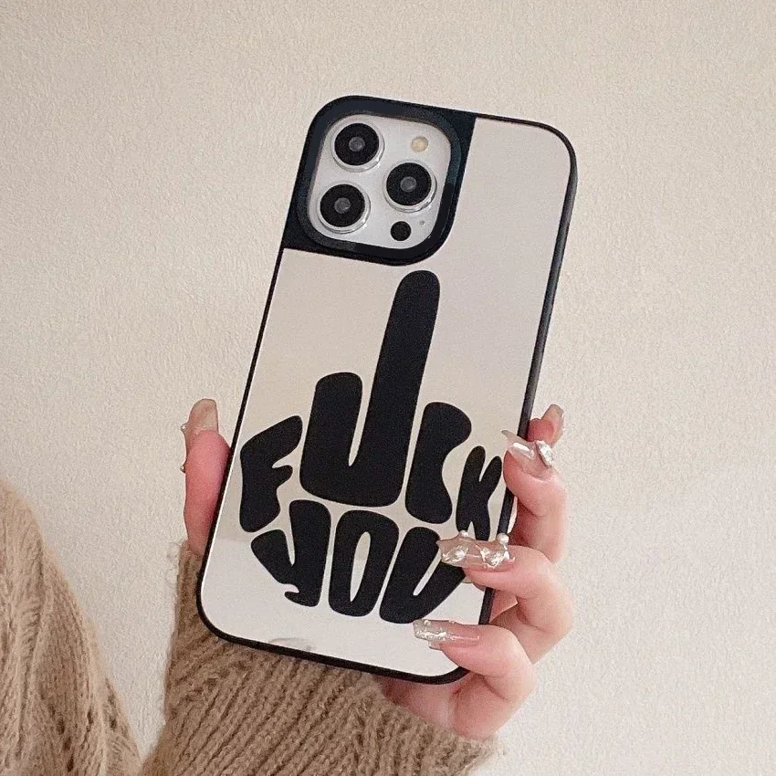 

Mirror Surface Middle Finger Spoof Phone Case Cover for IPhone 11 12 13 14 15 Pro Max Case for IPhone 15 Pro Max
