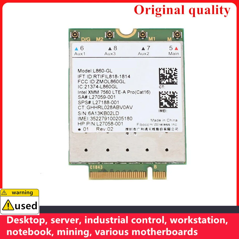 

For Fibocom L860-GL 4G LTE Module SPS#L27188-001 4G Card For HP Elitebook X360 830 840 850 L860-GL