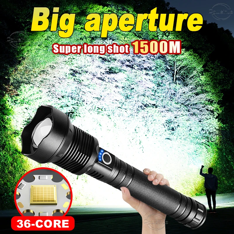 

Super Bright XHP360 LED Ultra Powerful Flashlight Rechargeable High Power Tactical Flashlight Telescopic Torch Spotlight Lantern