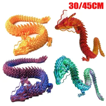 3D Printed Articulated Dragon Chinese Dragon Flexible Realistic Made Ornament Toy Model Home Office Decoration Decor Kids Gifts