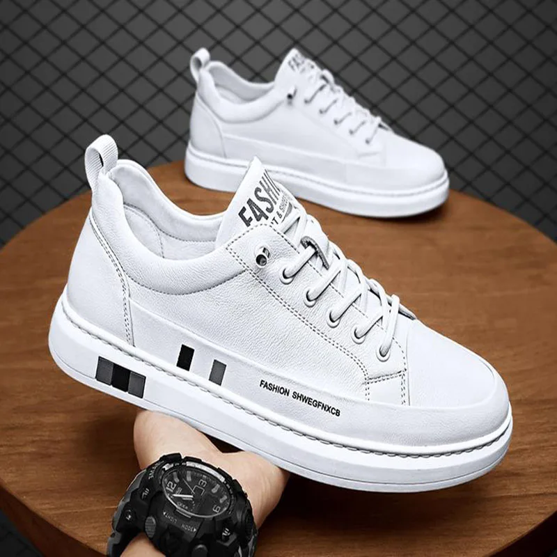 Men's PU Leather Waterproof Sneakers Casual Sports Shoes Men Lightweight Breathable Flat Non-slip Tenis Shoes Zapatillas Hombre 3