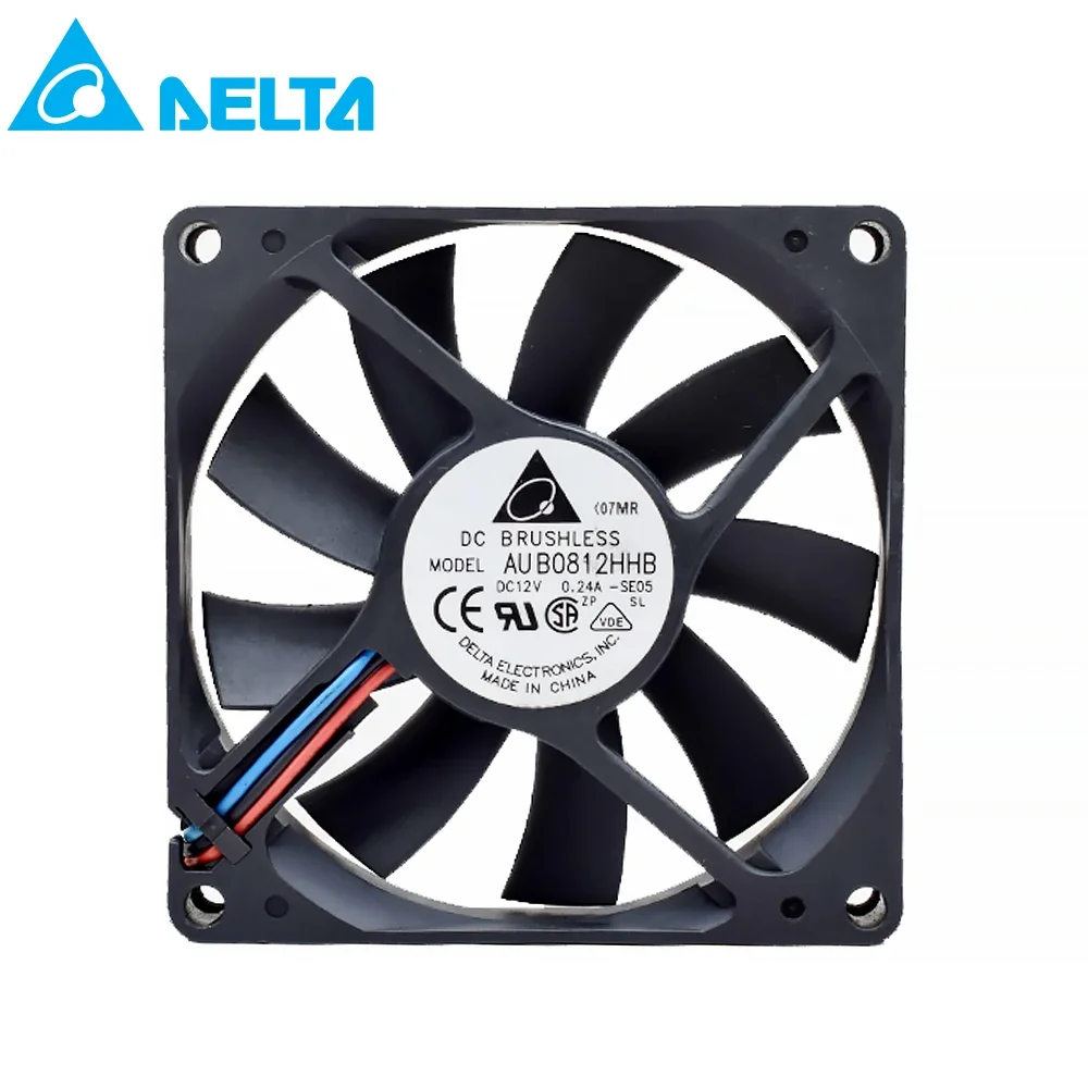 

For delta AUB0812HHB 80*80*15MM 8015 DC12V 0.24A 8cm 3 wires Silent Double Ball Computer Case Fan