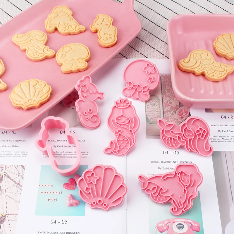 New Cartoon Cookie Cutter Set -8 Piece - Stamped Embossed Molds for Cake  Kids Birthday Party（A Size）