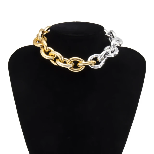Lacteo Punk Multi Layered Golden Chain Choker Necklace Jewelry for Women Hip Hop Big Thick Chunky Clavicle Chain Charm Necklace LC3171523