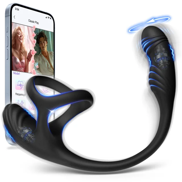 KUSHOR APP-Steuerung Männliches Prostata-Massagegerät Analvibrator mit vibrierendem Cockring Verzögerung der Ejakulation Sexspielzeug für Männer Homosexuelle Paare