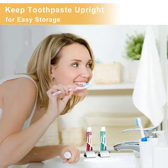 1pc Home Dentifricio Spremiagrumi Dispenser di dentifricio in acciaio inossidabile Semplice e pratico Contrasta una fine per rifiuti Accessori per il bagno 6