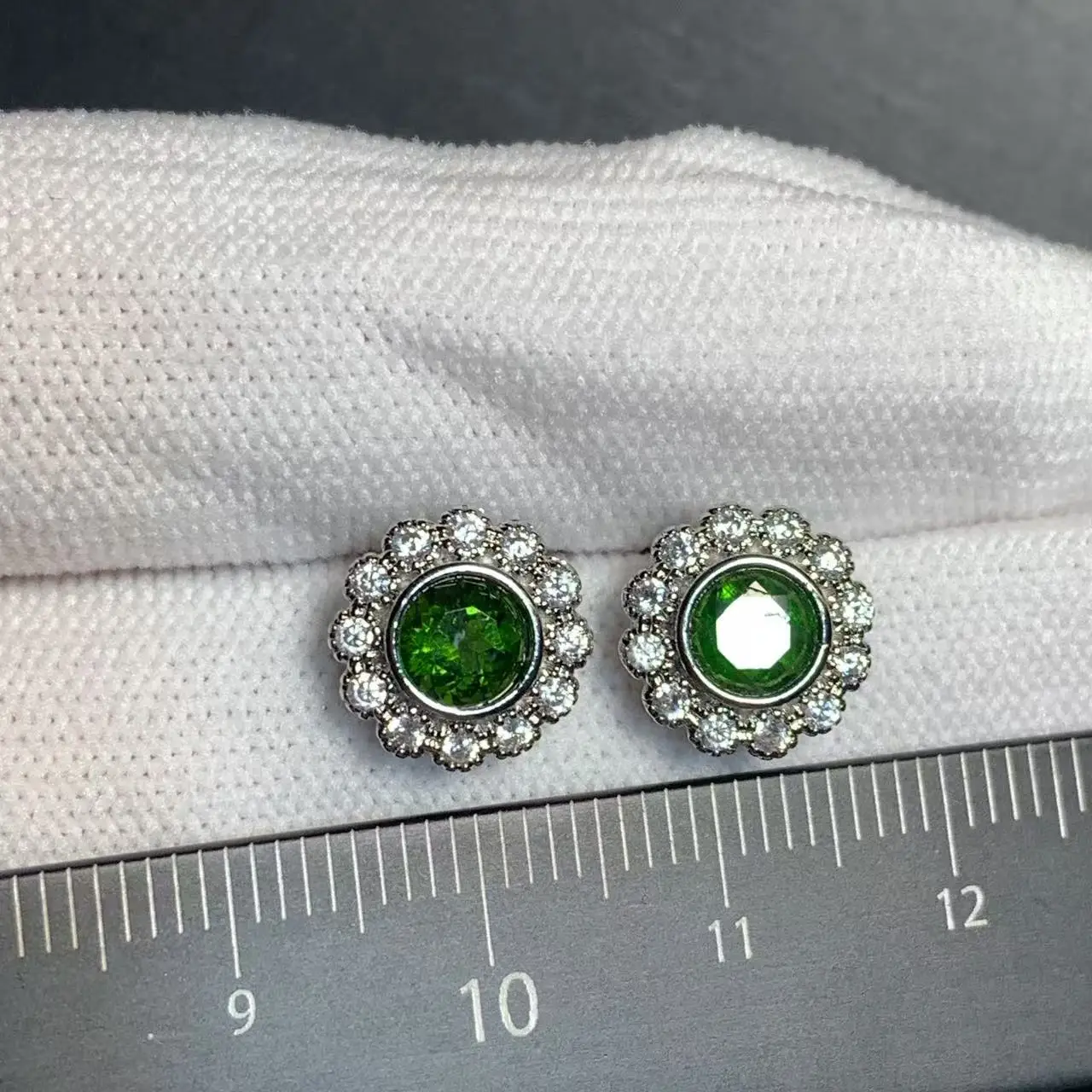 MM Natural Diopside Stud Earrings For Women Real 925 Sterling Silver Vintage Femme Gift Prevent Allergy Fine Jewelry Stone