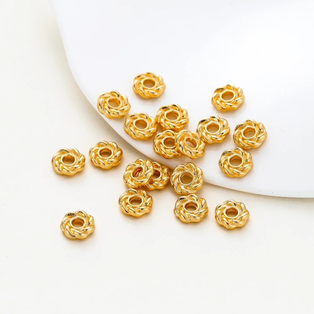 

50Pcs 6mm 14K/18K Gold Color Plated Brass Flowers Spacer Bead for DIY Bracelet Necklace Jewelry Making Accessories Supplies