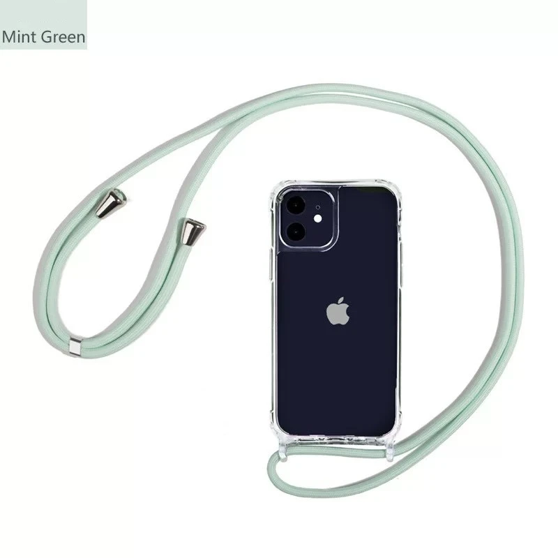 thumbnail image 1 of Crossbody Necklace Cord Lanyard Transparent Hard Case For iPhone 14 13 12 11 Pro Max XS XR X 8 7 Plus 15 Clear Soft Cover, 1 of 5