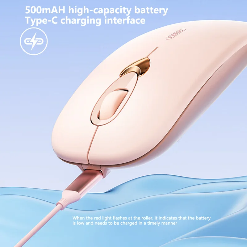 Bluetooth Mouse 1600DPI Rechargeable Silent Mouse Ultra Thin and Portable for Mac Ipad Tablet Computer Laptop