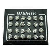 24Pcs/Set Round Crystal No Piercing Clip Earrings Magnetic for Women Men Ear Punk Jewelry Making Supplies Crafts Accessories 2