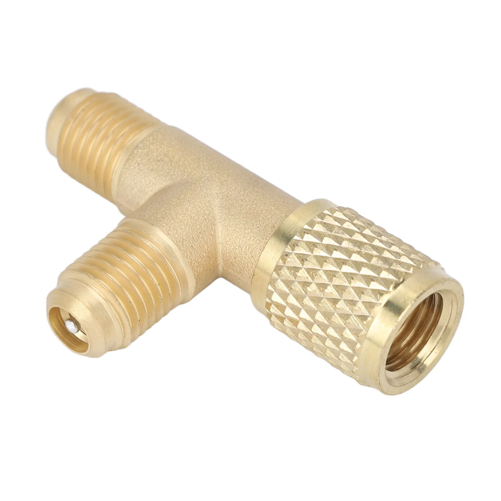 Description Picture 4 of itemQuick Coupler Tee Adapter with Valve Core Brass 1/4in SAE Sturdy Structure for R22 R12 R134 Refrigerant Tee Adapter