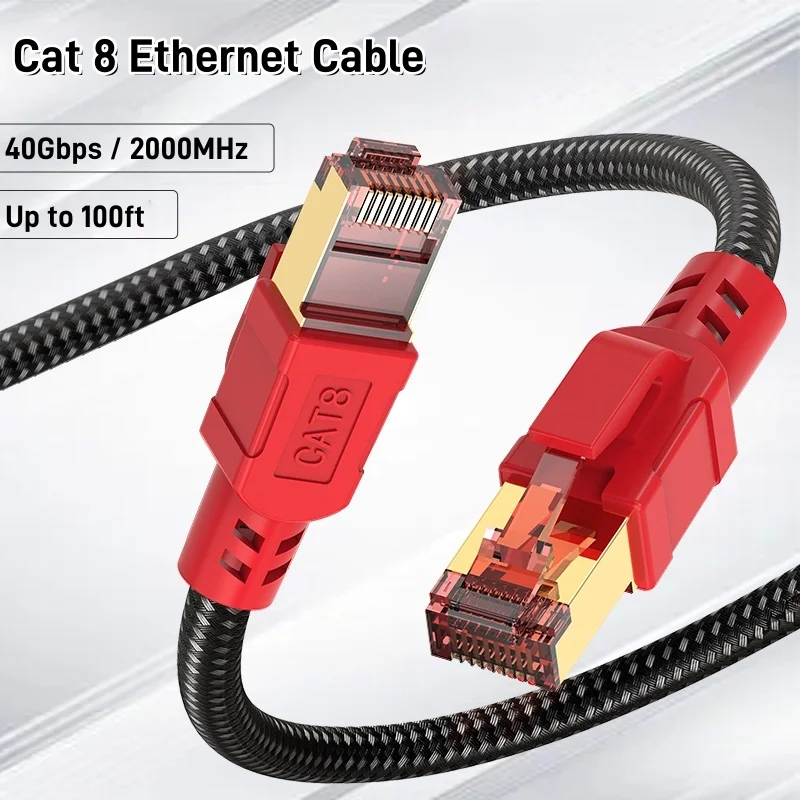 High-Speed Cat 8 Braided Ethernet Cable - 40Gbps 2000Mhz Network Cord