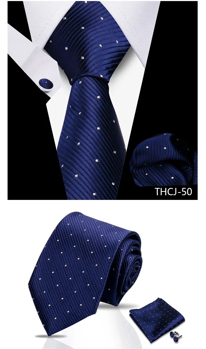 Krawatte Mann Luxus Business Krawatte Für Herren Manschettenknöpfe Einstecktuch Set 7,5 cm Krawatte Für Hochzeit Party Hemden Sets weiße Krawatten – Detail 7