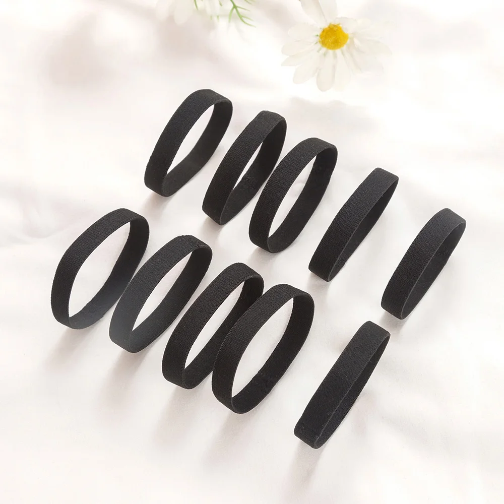 

100pcs Black Elastic Hair Band for Men Stretchy Hairband for Thick Hair Wholesale Ponytail Holder Custom Design Acceptable