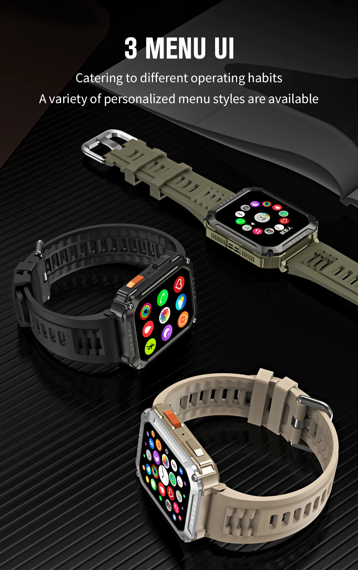 Nouvelle montre intelligente pour hommes 2,01 pouces étanche avec appel Bluetooth montre intelligente de sport pour Android